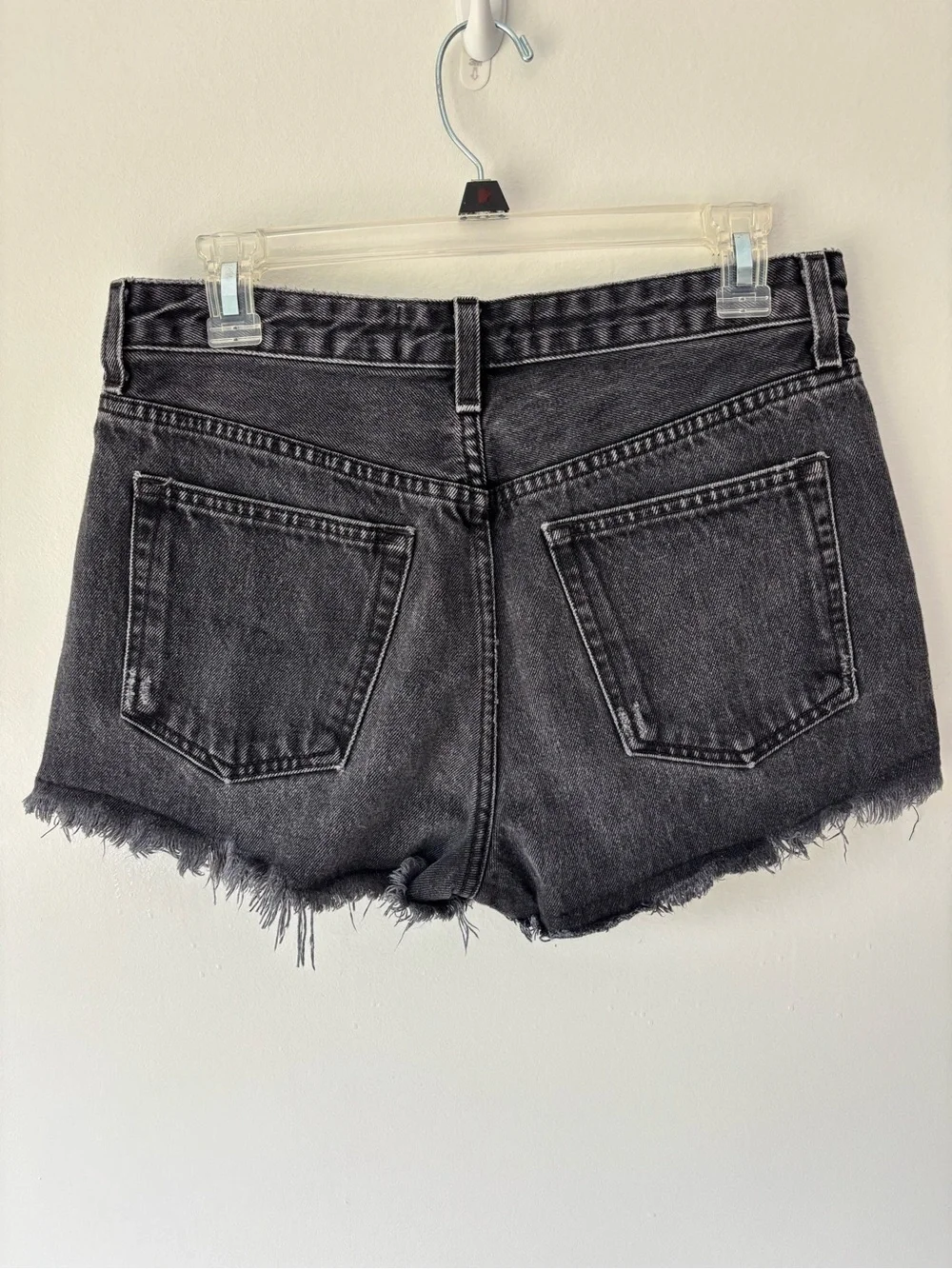 Reformation Black Denim Jean Shorts High Waist Cut Off Distressed